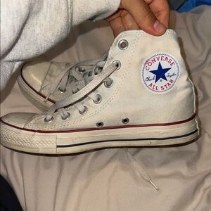 Converse White High-Top Sneakers with Red Accents